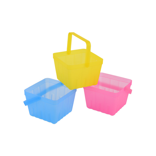 Multicolor Square Transparent Plastic Bucket With Handle