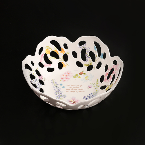Hollowed-out Print Plastic Fruit Basket For Home