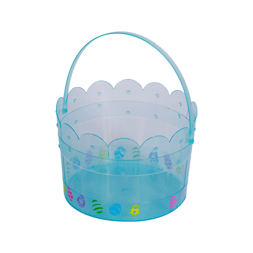 Multicolor round transparent plastic bucket Printed pattern