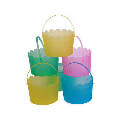 Multicolor round transparent plastic bucket