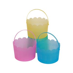 details of Multicolor round transparent plastic bucket