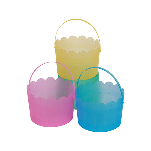 Multicolor round transparent plastic bucket